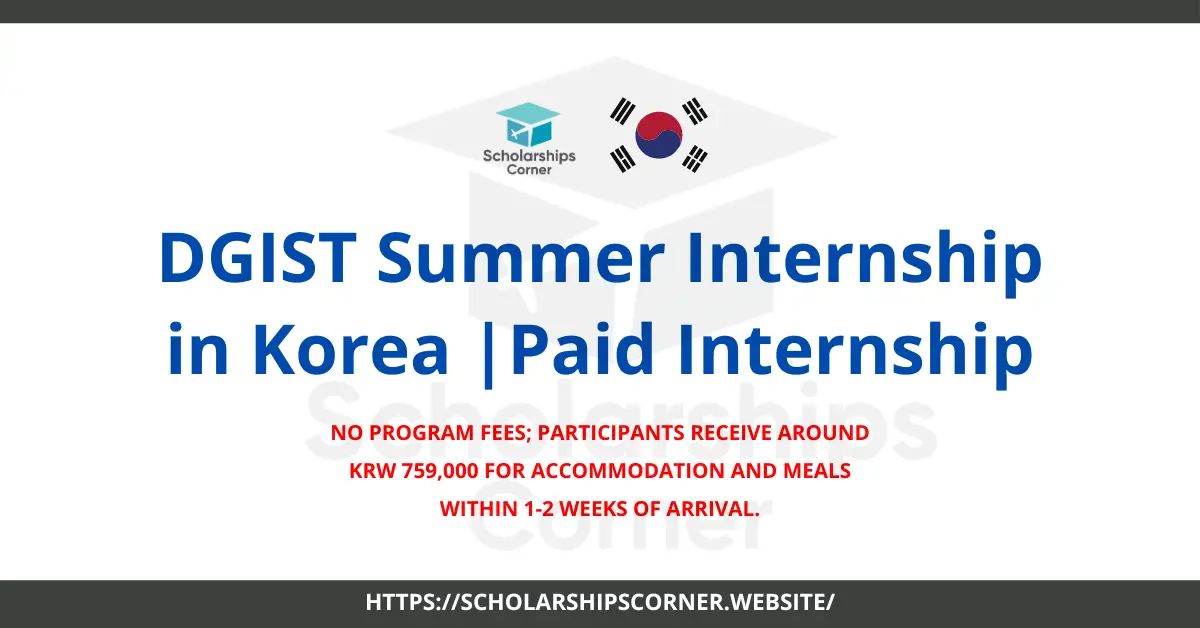 DGIST Summer Internship, internships in korea, south korea internships